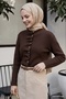 Flounced Buttoned Bitter Brown Knitwear Cardigan - 4