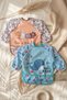 Liquid-Proof Long Sleeve Baby Food Bib - 6-24 Months Blw Compatible Activity Bib - Cute Bear and Honey - 2