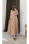 Asymmetrical Cut Sandy Skirt Set - Mg - Beige - 2