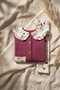 Baby Girl Fuchsia Floral Detailed Baby Collar Buttoned Cardigan and Ribbed Leggings Two-Piece Set - 100% Cotton Yum - 6