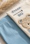 Little Bear 0-3 Months Cotton 5-Piece Baby Hospital Discharge Set - Newborn Set with Blue Ribbed Teddy Bear - 4