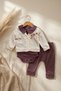 Flora Soft Touch Baby Girl 3-Piece Set - Jacquard Cardigan, Baby Collar Floral Embroidered Bodysuit and Trousers Combination - 2