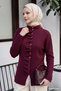 Flounced Buttoned Plum Knitwear Cardigan - 2