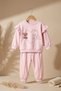Baby Girl Pink Heart Printed Ruffle Sweatshirt and Trousers Set - 100% Cotton Stylish Two-Piece Combination - 4