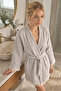 Muslin Peshtemal Kimono Bathrobe Short - 100% Cotton, Natural Texture - 4