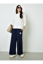 Dark Blue Fleece Wide Leg Joggers - 2