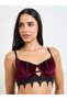 Burgundy Velvet Lace Midi Lingerie Set - 2