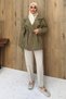 Drawstring Lined Khaki Short Trench Coat
