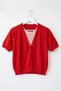 Red Round Neck Front Decorative Buttoned Non-Opening Stitched Double-Looking Single Product Knitwear Sweater 58 60 - 2