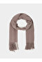 Brown Solid Fringed Classic Scarf