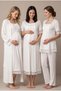 Women's Ecru Lace Maternity Pajama Nightgown Set with Dressing Gown for Easy Breastfeeding - 2