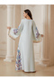 Blue Maxi Jalabiya with Intricate Floral Print for Women - 2