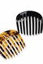 2 Pieces Black-Brown Tortoise Shell Ellipse French Bone Comb Clasp - 3