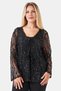 50219 Black Sequined Lace Fabric Evening Dress Double Set