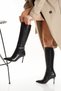 Stone Detailed Buckle Pointed Toe Thin High Heel Below the Knee Boots - 6