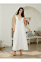 White Maxi Jalabiya with Gold and Floral Embellishments - 4