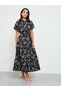 Black Paisley Tiered Maxi Dress with Short Sleeves