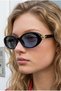 Monaco Vintage Black Blue Gold Detailed Oval Ultra Light Uv400 Filtered Women's Sunglasses