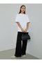 White Cotton Oversized T-Shirt with Contrast Stitching - 2