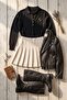 Black Shirt Collar Long Sleeve Half Placket Buttoned Casual Knitwear Sweater 57 60 - 8