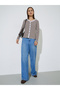 Striped Long Sleeve Knit Top with Lace Trim - 2