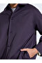 Purple Solid Regular Fit Button-Up Trench Coat - 4