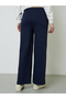 Dark Blue Fleece Wide Leg Joggers - 4