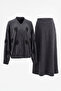 Stone Accessory Jacket and Skirt Two-Piece Set 131143 Black - 2