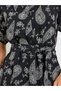 Black Paisley Tiered Maxi Dress with Short Sleeves - 4
