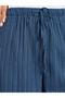 Dark Blue Wide-Leg Ribbed Trousers - 3