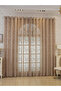 1-Piece Patterned Sheer Curtains, 140x260cm, Tan