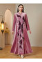 Elegant Pink Maxi Jalabiya with Embellished Butterfly Design - 4