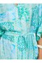 Multi-Color Paisley Midi Kaftan Dress with 3/4 Sleeves - 4