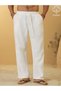 Men White Cotton Drawstring Trousers - 5
