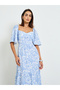 Floral Midi Tiered Dress with Short Sleeves - 2