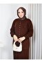 Women's Jacket Skirt Brown Knitwear Two-Piece Set Standard Size - 4