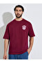 Men Maroon Oversized Back Screen Print Cotton Terry T-Shirt - 3