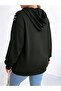 Plus Size Black Pearl Embellished Pullover Hoodie - 5