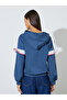 Blue Solid Ruffled Sleeves Hooded Sweatshirt - 5