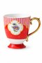 Floral Motif Footed Porcelain Mug – Red Decorative Coffee and Tea Cup with Gold-Colored Curved Handle - 5