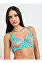 Embroidered Bralette and Thong Lingerie Set - Aqua and Lilac - 2