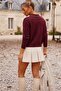 Burgundy Polo Collar Cuffed Sleeves Tie-Up Front Decorative Buttoned Non-Opening Stitched Glittery Knitwear Sweater 60 60 - 7