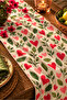 Vintage Pop Art Red Heart and Green Leaf Pattern Decorative Table Runner |   Retro Modern Table Decor - 6