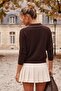 Dark Brown Polo Collar Cuffed Sleeves Decorative Buttoned Front Non-Opening Stitched Knitwear Sweater 60 60 - 7