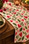 Vintage Pop Art Red Heart and Green Leaf Pattern Decorative Table Runner |   Retro Modern Table Decor - 3
