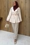 Drawstring Lined Ecru Short Trench Coat - 3