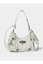 White Eyelet Detail Shoulder Bag - 3