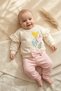 Aria Bloom Baby Girl Ruffle Detailed Heart Patterned Top and Bottom Set - 100% Cotton Salmon & Cream Sweatshir