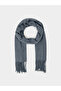 Grey Solid Fringed Scarf