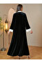 Black Maxi Jalabiya with Embroidered Floral Design - 5